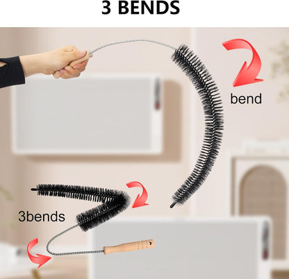 Dryer Vent Cleaning Brush - Lint Removal Cleaner Tool, LongFlexible with Wood Handle (28.7Inches)