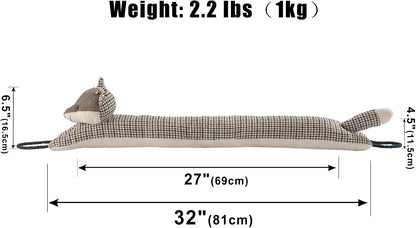 Under Door Draft Stopper Decorative Wind Stopper 36 inch for Door & Window, Weighted Animal Air Draft Stopper for Bottom of Door with Hanging Loops - Brown Dog