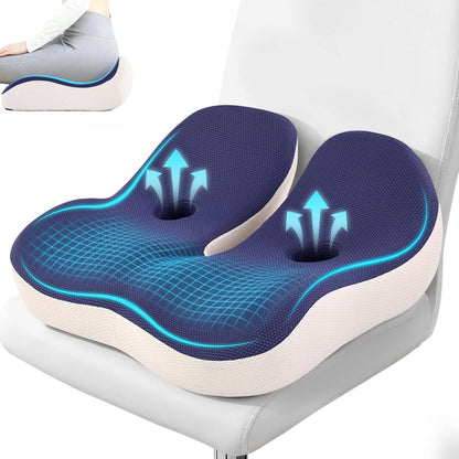 Seat Cushion, Memory Foam for Sit Bone and Back Pain Relief | Dual-Hole Ventilation, Coccyx,Sciatica and Tailbone Hip Relief ,Posture Support ,Office Chair and Car Seat,Home Use