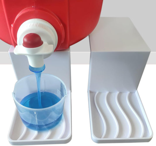Laundry Detergent Cup Holder, Fabric Softener Soap Dispenser Drip Catcher, Liquid Spigot Container Plastic Sheet Saver Stand Station Laundry Cup Stand Container White