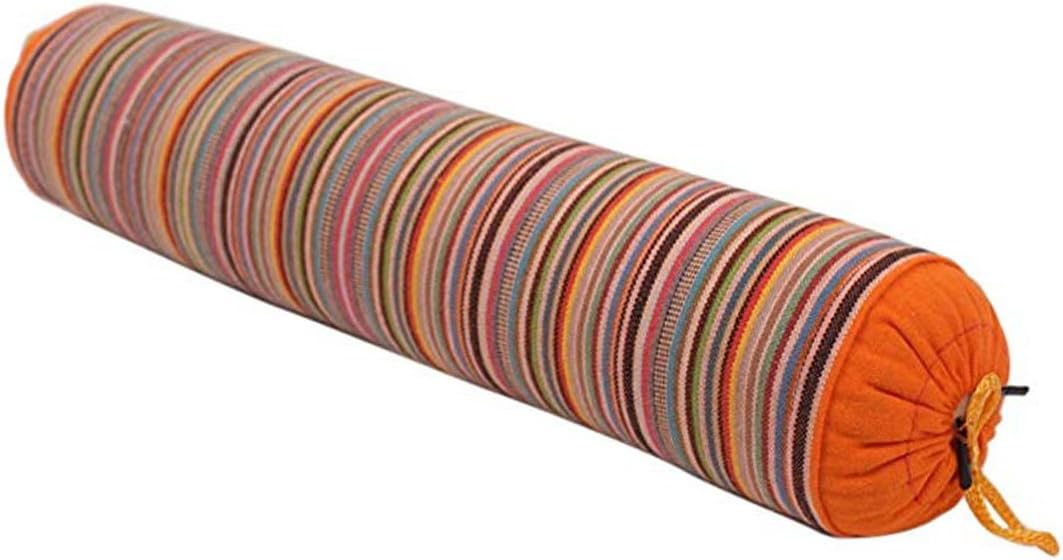 Levoberg Round Buckwheat Hull Pillow Neck Roll Pillow Cervical Support Pillow with Removable Cotton Cover for Sleeping