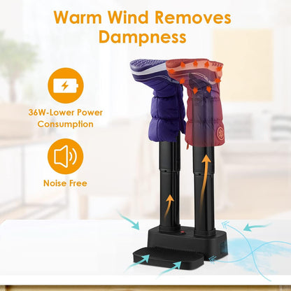 COSTWAY Electric Shoe Dryer, Double Free-Retractable Tubes for Boot, Glove, Suitable for Home, Hotel, Office