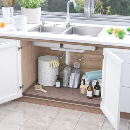 Waterproof Under Sink Mat 34" x 22", Silicone Mat Kitchen liner | BPA-Free Silicone Tray with Raised Lip Protect Cabinets from Leaks, Versatile Home Organizer for Bathroom, Pets, Boots, Floor
