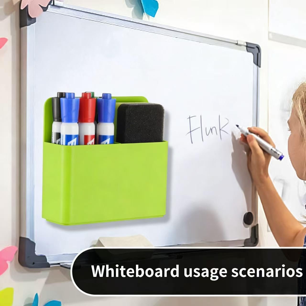 Camelmother 2Pcs Magnetic Dry Erase Marker Holder For Whiteboard Fridge | 2Slots Locker Accessories Teacher Classroom Must Haves Fridge magnets
