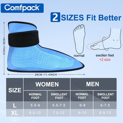 Comfpack Large Foot Ice Pack Wrap for Full Foot Ankle Pain Relief, Long Lasting Cold Ice Boot for Swelling After Surgery, Sore Feet, Broken Foot, Plantar Fasciitis, Gout, Bunion