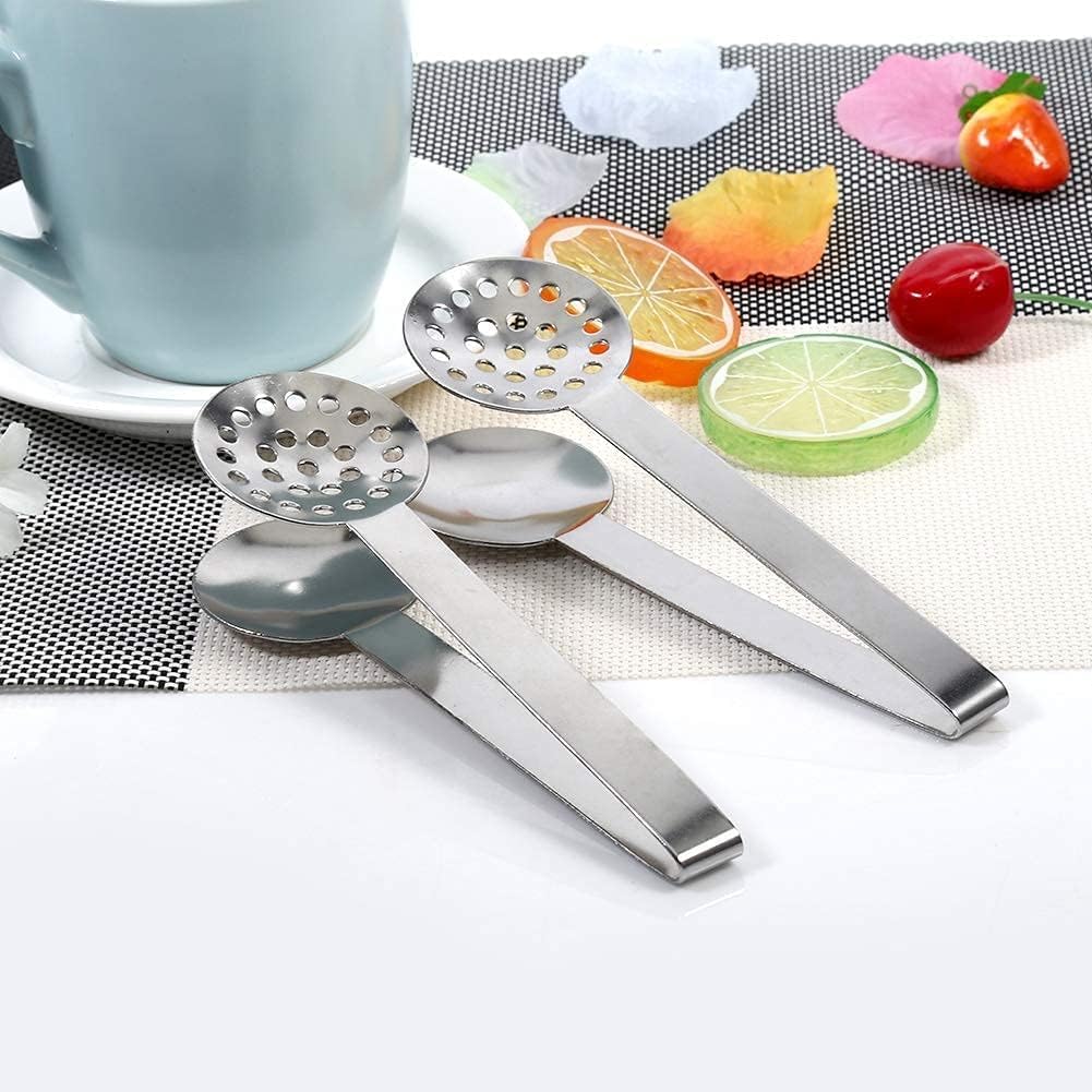2Pcs Tea Bag Squeezer Tongs, Round Tea Bag Squeezer 2Pcs Stainless Steel Teabag Squeezer Strainer Holder Grip Metal Spoon Mini Sugar Clip for Home