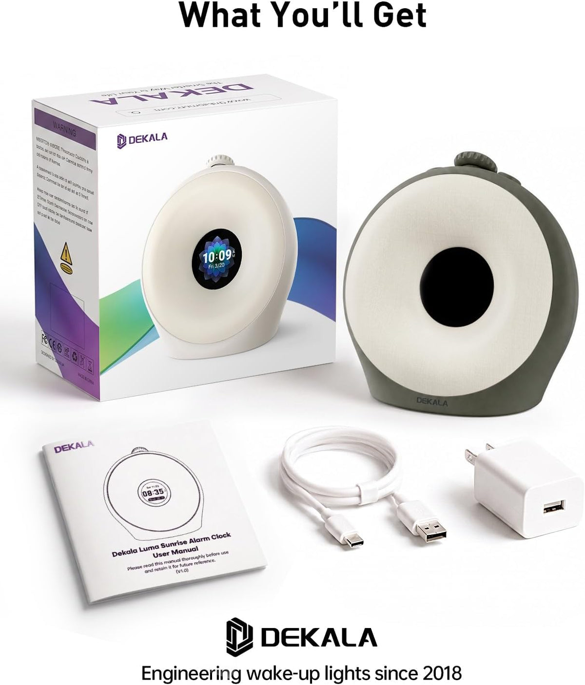 Dekala Sunrise Alarm Clock with Pulse Wake, 7-Day Programmable 4 Loud Alarm