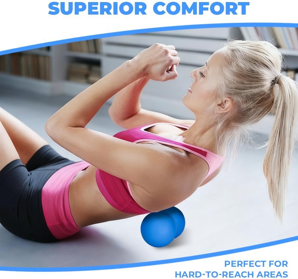 KYKJEYDD Peanut Massage Ball, Double Lacrosse Ball for Trigger Point | Silicone, Deep Tissue & Myofascial Release, for Neck, Back, Feet, Spine, Yoga & Office Use