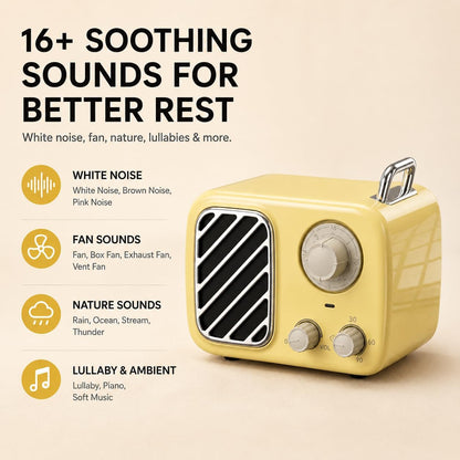 Portable White Noise Machine with Rich Sound, Non-Looping Sleep Sounds,Yellow