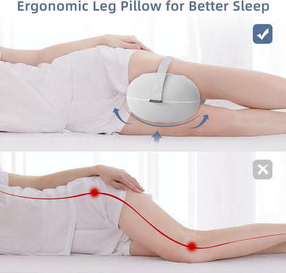 Knee Pillow for Side Sleepers - Cooling Pillow Between Legs for Side Sleeping - Memory Foam Knee Pillow with Strap for Hip Pain & Spine Alignment (Blue)
