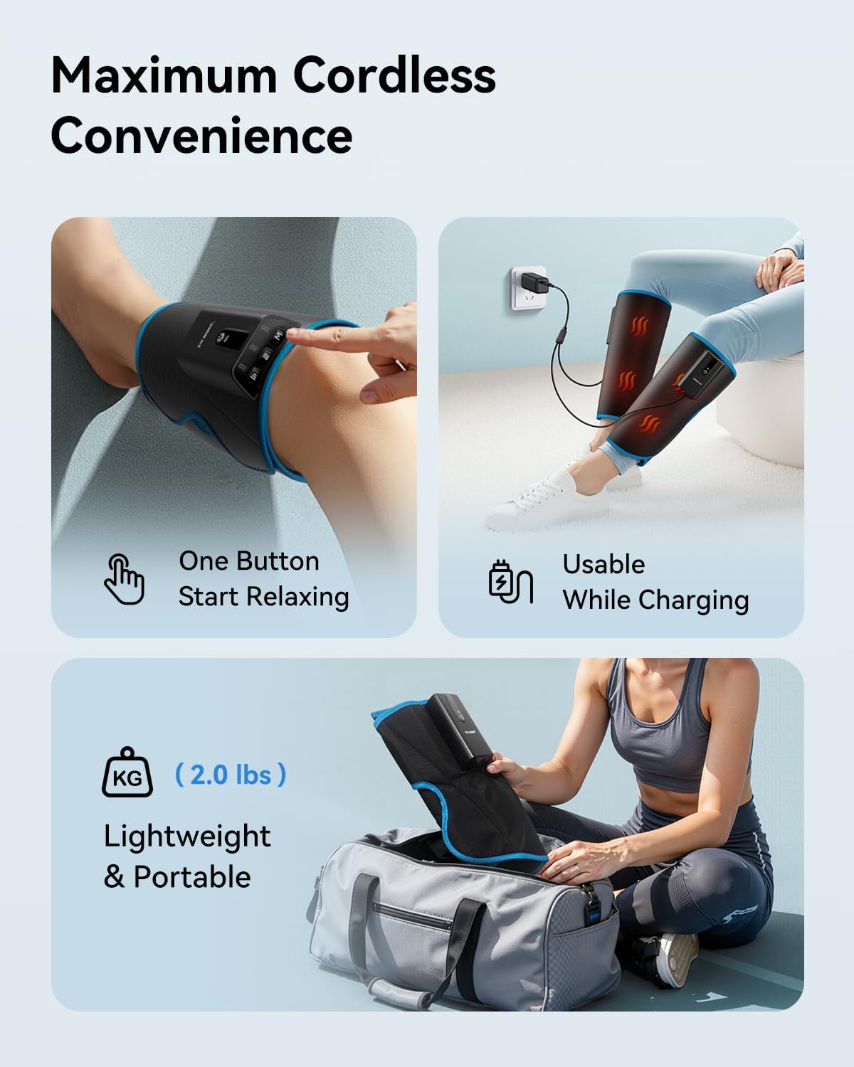 FIT KING Cordless Calf Compression Massager for Circulation and Pain Relief