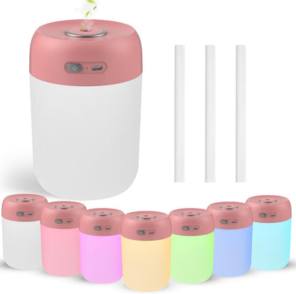 Portable Small Humidifier, 650ml Plant Humidifier, Blue | 7 Colors&Warm Light, Mini Humidifiers for Plants, Bedroom, Office, Dsektop