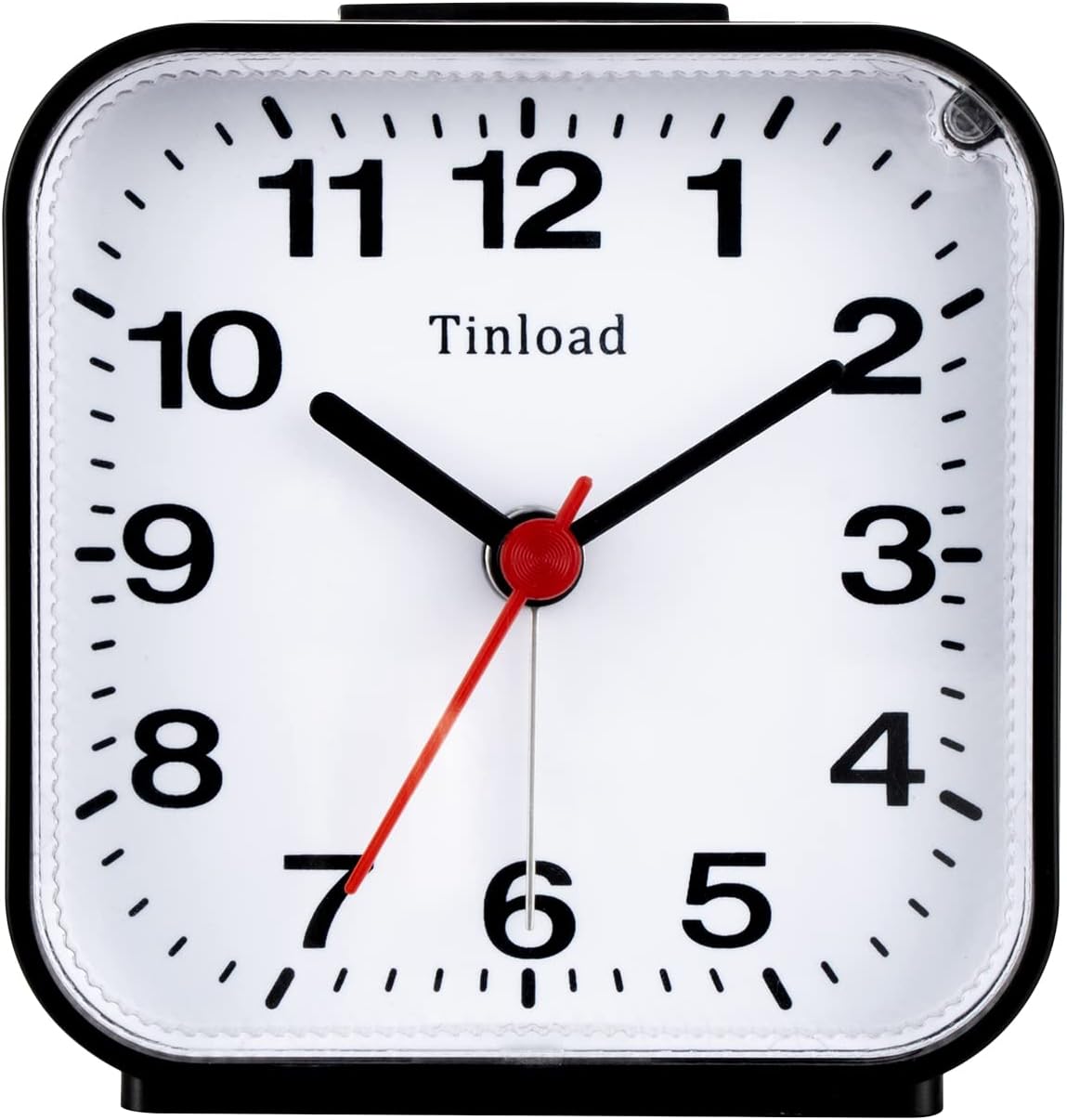 Tinload Small Battery Operated Analog Travel Alarm Clock Silent Non Ticking, Gentle Wake, Ascending Beep Sounds, Snooze,Lighted on Demand, Easy Set(Black)