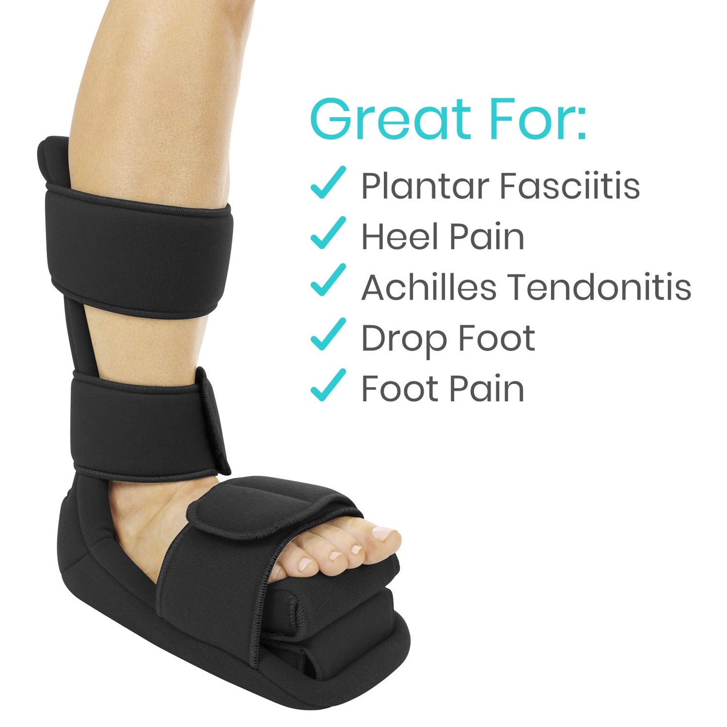 Vive Plantar Fasciitis Night Splint Plus Trigger Point Stretch Wedges | Soft Leg Brace Support, Orthopedic Sleeping Immobilizer Stretch Boot (Large: Men's: 8.5-11, Women's: 10-12)