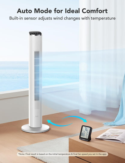 GoveeLife 36 in. Black Tower Fan for Bedroom, 5 Modes 8 Speeds up to 25ft/s