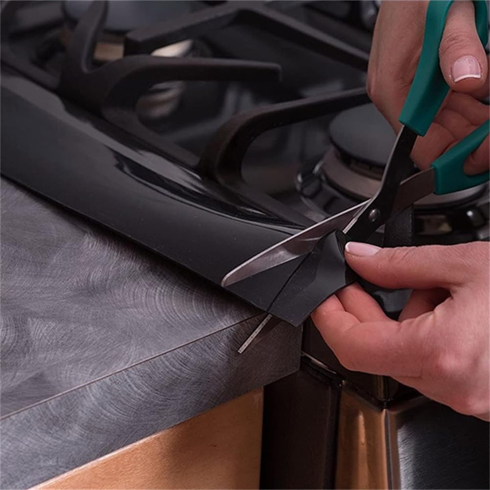 Silicone Stove Gap Covers (1 Pack), Heat Resistant Oven Gap Filler Seals Gaps Between Stovetop and Counter, Easy to Clean 21 Inches, Black