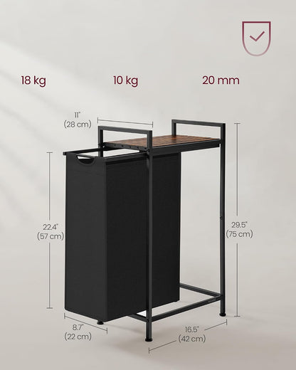 VASAGLE Laundry Hamper, Laundry Basket Sorter with 3 Pull-Out and Removable Bags, Shelf, Metal Frame, 3 x 10.6 Gallons (40 L), 36.4 x 13 x 28.4 Inches, Cappuccino Beige and Natural Beige UBLH301LH01