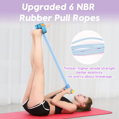 Pedal Resistance Band with Handles, 6-Tubes Natural Rubber Exercise Bands | Upgrade Foot Pedal Resistance Bands for Working Out, Multifunction Fitness Equipment for Abdomen, Waist, Arm, Leg, Pilates