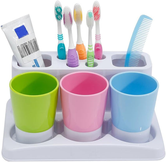Eslite Toothbrush Toothpaste Holder Stand for Bathroom Storage Organizer