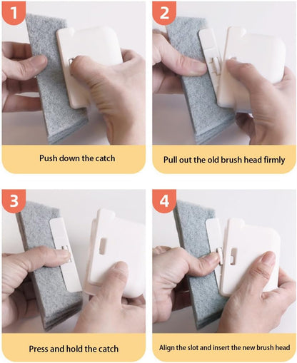 3pcs Gray Door and Window Track Cleaning Brush Set with Concealed Scraper