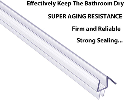 Butecare Premium Frameless Shower Door Bottom Seal Strip for Glass Doors - Shower Door Seal Sweep (1/4”x 39”, Clear Vinyl)
