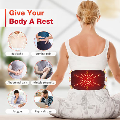 NORTHERN BROTHERS Cordless Heating Pad for Back Pain Relief with Vibration, Heated Waist Belt Wrap for Lower Back & Period Cramps, 5000mAh, 3 Heat & 3 Vibration Modes, Adjustable up to 58", Black