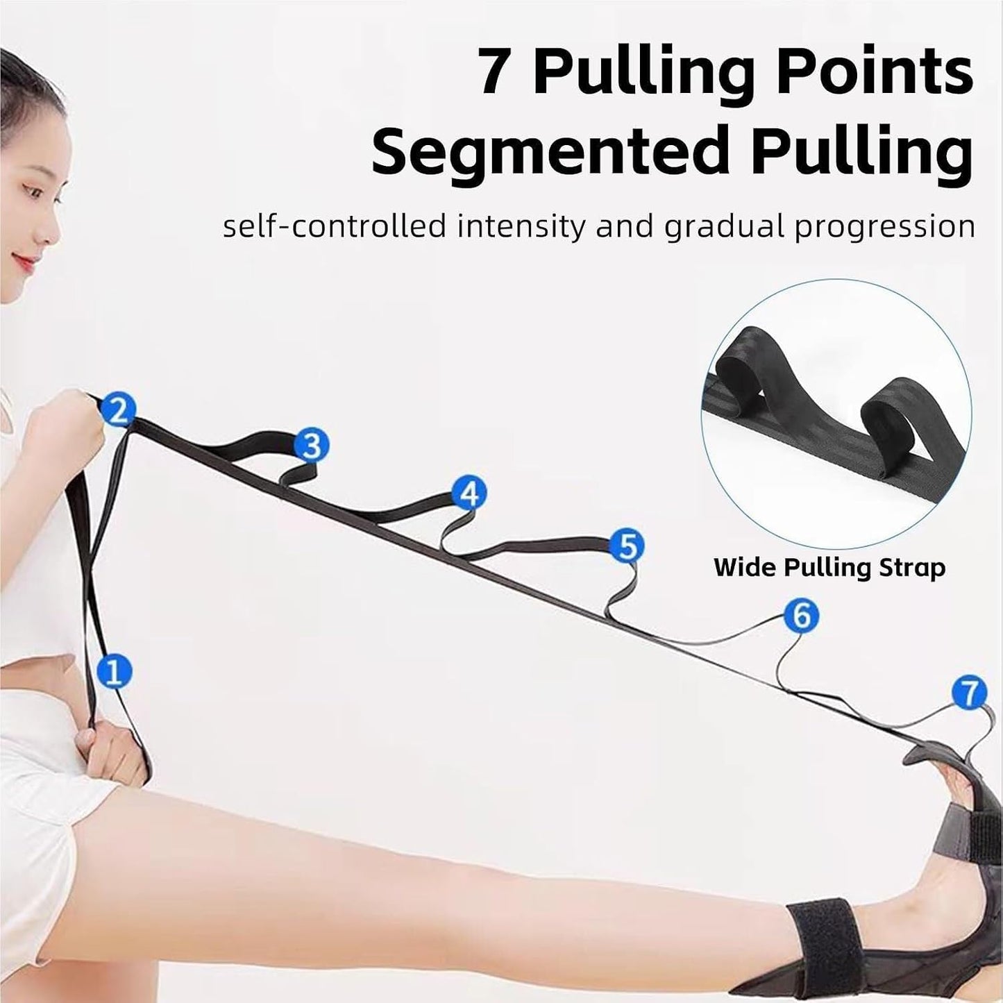Stretching Strap with Loops and Detachable Foot, Fascia Stretcher Used, Foot & Calf Stretcher for Yoga, Gymnastics and Flexibility Training