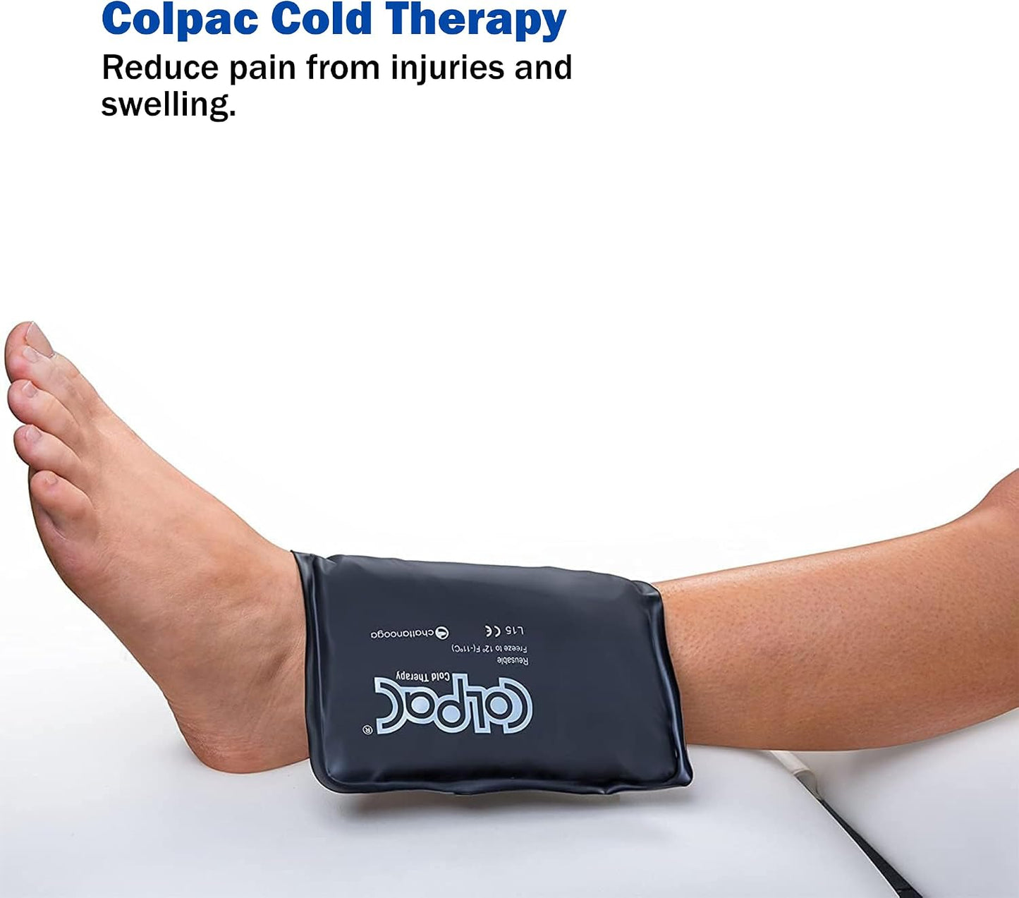 Chattanooga ColPac, Reusable Gel Ice Pack, Cold Therapy for Neck, Shoulder, Upper Back for Headaches, Inflammation, 23" Neck Contour, Blue Vinyl, with a Lumintrail Drawstring Bag