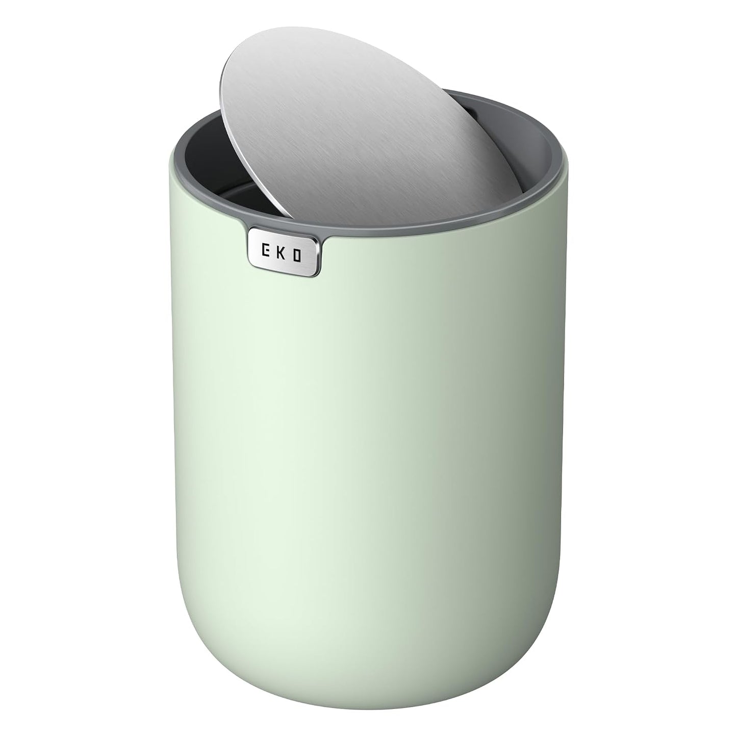 EKO Fandy 0.58 Gal/2.2L Mini Trash Can with Lid, Swing-Top Desktop Trash Can for Bathroom, Countertop, Vanity, Desk or Office, Small Garbage Bin (Blue)