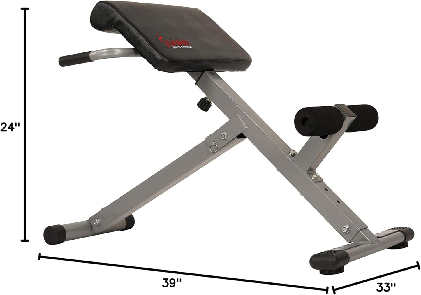 Sunny Health & Fitness Multi-Function Roman Chair | Adjustable Height, Folds Flat for Storage, Built in Dip Station, Targets Back, Abs & Core, Crunches & Back Extensions