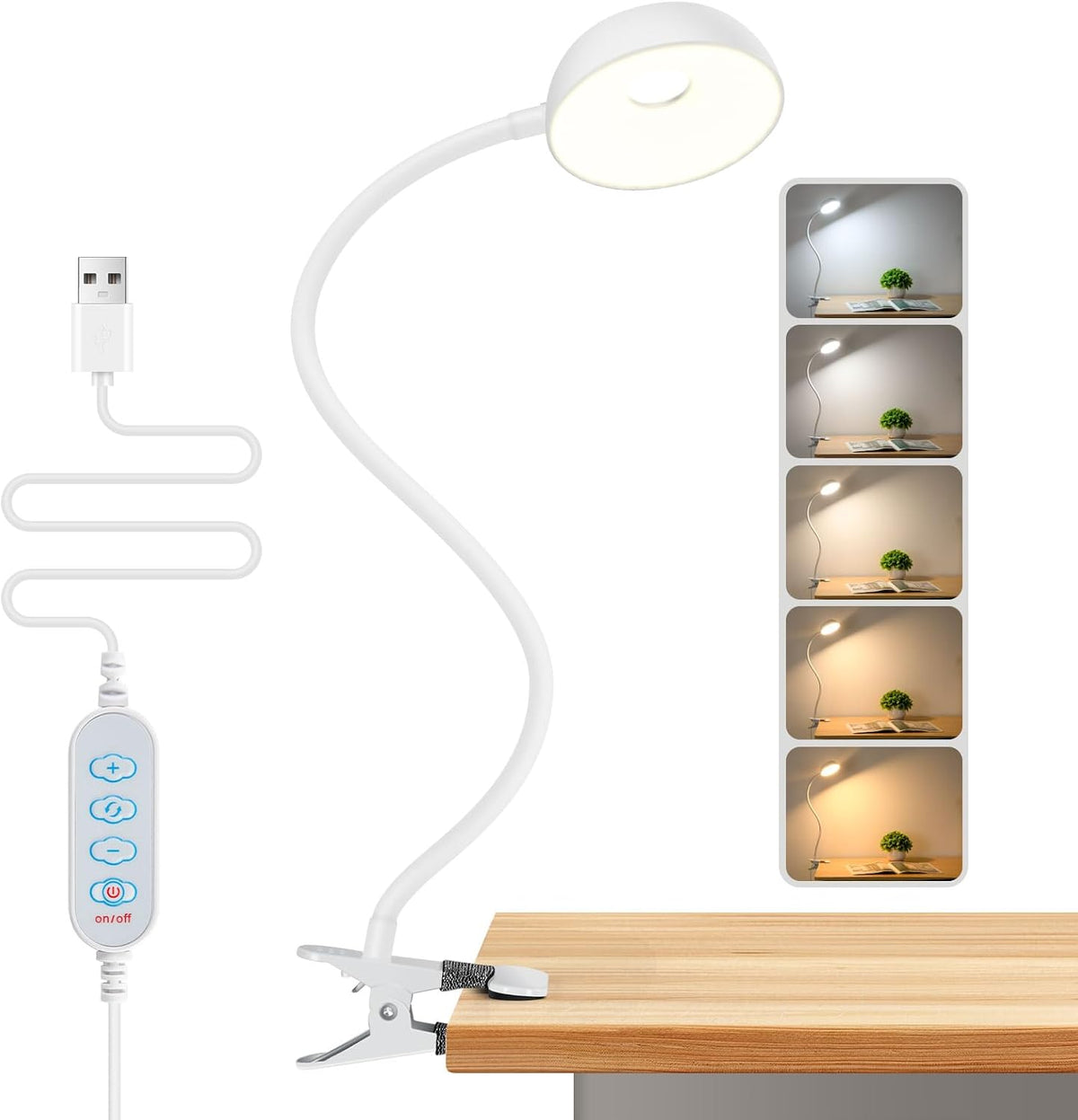 Clip on Light, LED Reading Light for Beds Headboards,5 Color Modes Dimmable