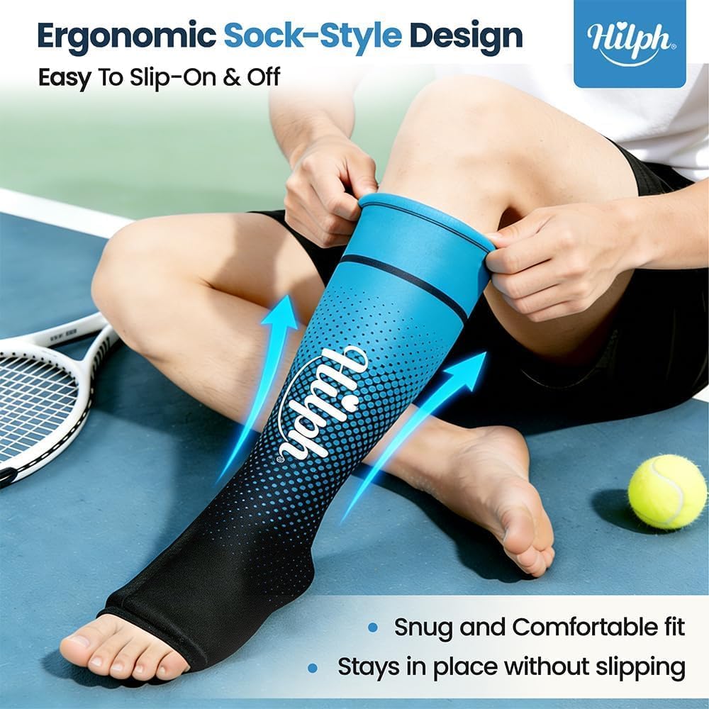 Hilph Full Calf Ankle Ice Pack Wrap, Extended Leg to Foot Ice Sleeve