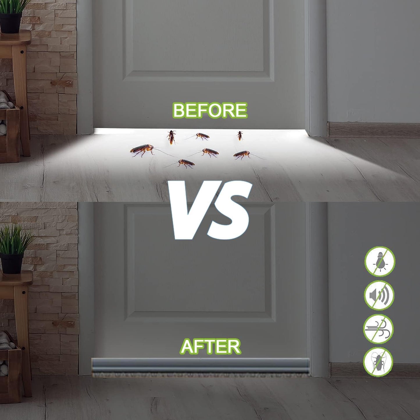 2 PCS Brush Door Sweep, Draft Stoppers Bottom, 2" W x 39" L, Black | No Residue, Strong Adhesive Draft Stopper with Brush for Interior Door, Bottom Seal Strip for Protection Against Bug, Dust