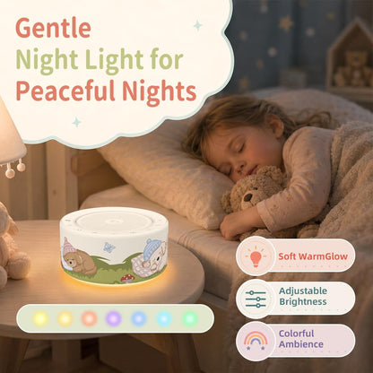Kipcush White Noise Machine for Baby & Adults, 30 Soothing Sounds, Sleep Sound Machine with 8 Color Night Light, Memory Function, White Noise for Sleeping, Nursery, Office, Travel & Relaxation