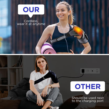 Heated Shoulder Wrap - Cordless Heating Pad Massager With Vibration, 3 Heating and Speed Adjustable Settings, Wearable Brace (2)