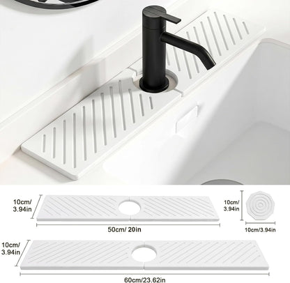 Stone Faucet Mat for Kitchen Sink,Absorbent Drying Mat(Dark Gray,23.6"×3.9" | Fast Drying Sink Splash Guard & Water Tray for Bathroom Counter,Quick Dry Sink Protector Kitchen Accessories