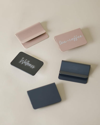 Bin Labels Clip On Set of 3 for Pantry Organization, Storage Bin and Basket Labels - Small Chalk Labels for Baskets - Modern Grey Carbon Bin Clip Labels for Baskets and Bins