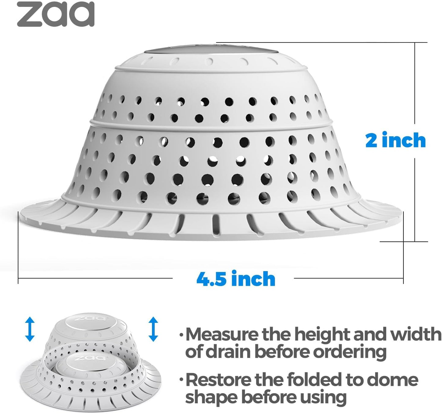Shower Drain Hair Catcher Bathtub Drain Strainer Sink Drain Protector | Collapsible Pop-Up Drain Hair Catcher, Traps Hair & Prevents Clogs, Easy to Clean, Bathroom Fixture Accessories, Gray