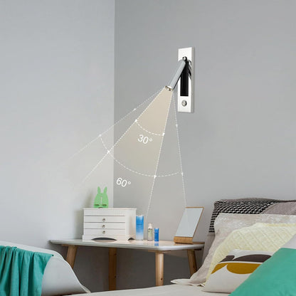 LED Bedroom Lamp Headboard Wall Light Sconce, Bedside Reading Light Recessed Push Switch Wall Lamps, Hotel Bed Side Decorative Wall Sconces Spotlight, 360° Rotatable 92° Foldable (Brass+Black)