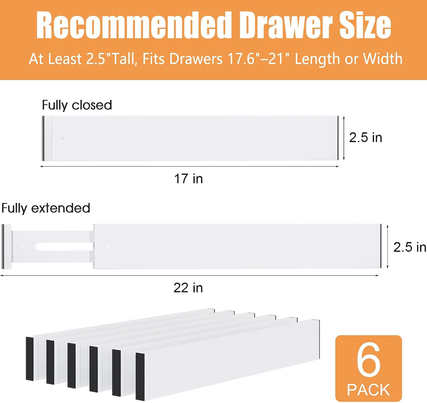 Bamboo Drawer Dividers, Adjustable Drawer Organizers, Fits 12.6–16" Drawers | 2.5" High, 4 Pack Expandable Drawer Separators for Kitchen, Nursery, Dressers & Office Storage, Natural