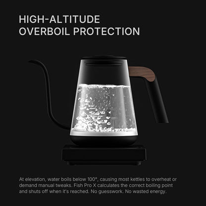 TIMEMORE Fish Smart Electric Coffee Kettle 600ML, Gooseneck Pour Over Kettle for Coffee and Tea Variable Temperature Control, Home Edition Black