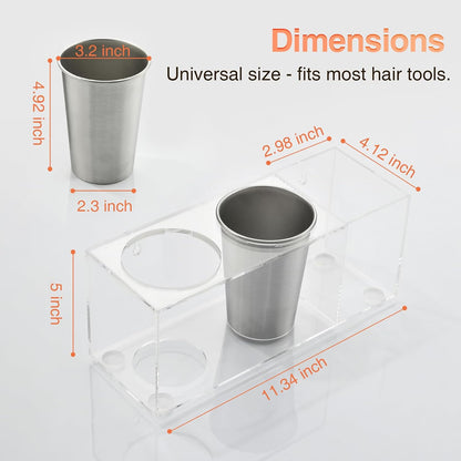 Hair Tool Organizer, Curling Iron Holder, Countertop/Wall Mount | Hair Brush & Spray Organizer, Hot Tools Holder for Vanity Bathroom, Under Sink/Adhesive/Screw Mount, Acrylic, Clear