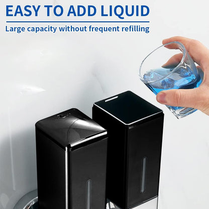 3 in 1 Chamber Wall Mounted Shampoo and Conditioner Dispenser (Silver) | No Drill Shower Soap Dispenser for Bathroom & Hotel Leak-Proof Pumps, Easy Installation and Large Capacity