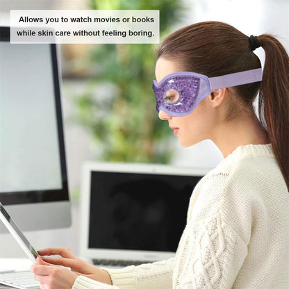 Cooling Gel Eye Mask with Eye Holes, 2 PCS Cold Eye Packs for Puffiness & Swelling, Reusable Hot Cold Compress Heat Ice Gel Pack, Purple and Pink