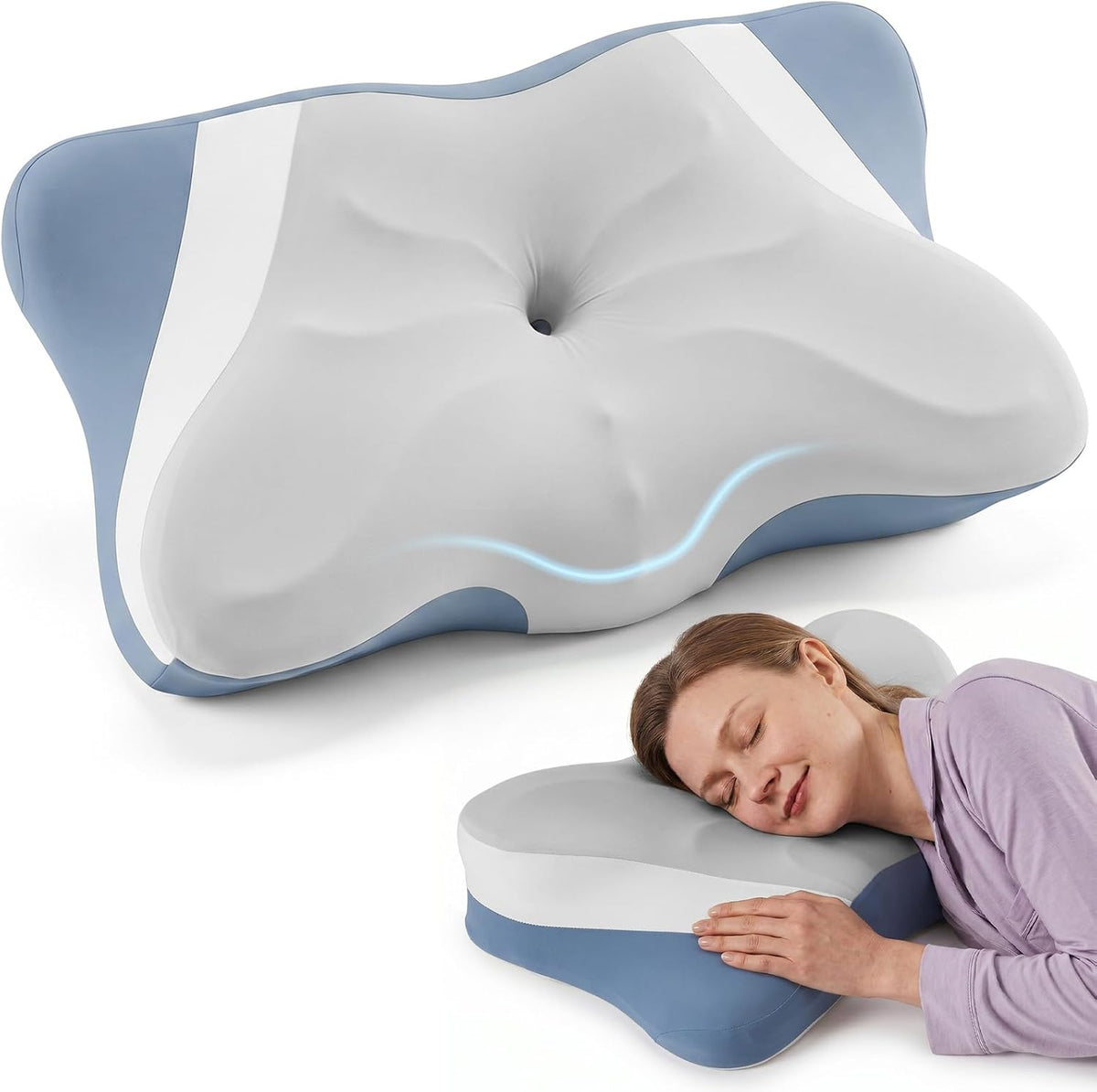 Sweetcrispy Cervical Pillow for Neck Pain Relief, Cooling Memory Foam