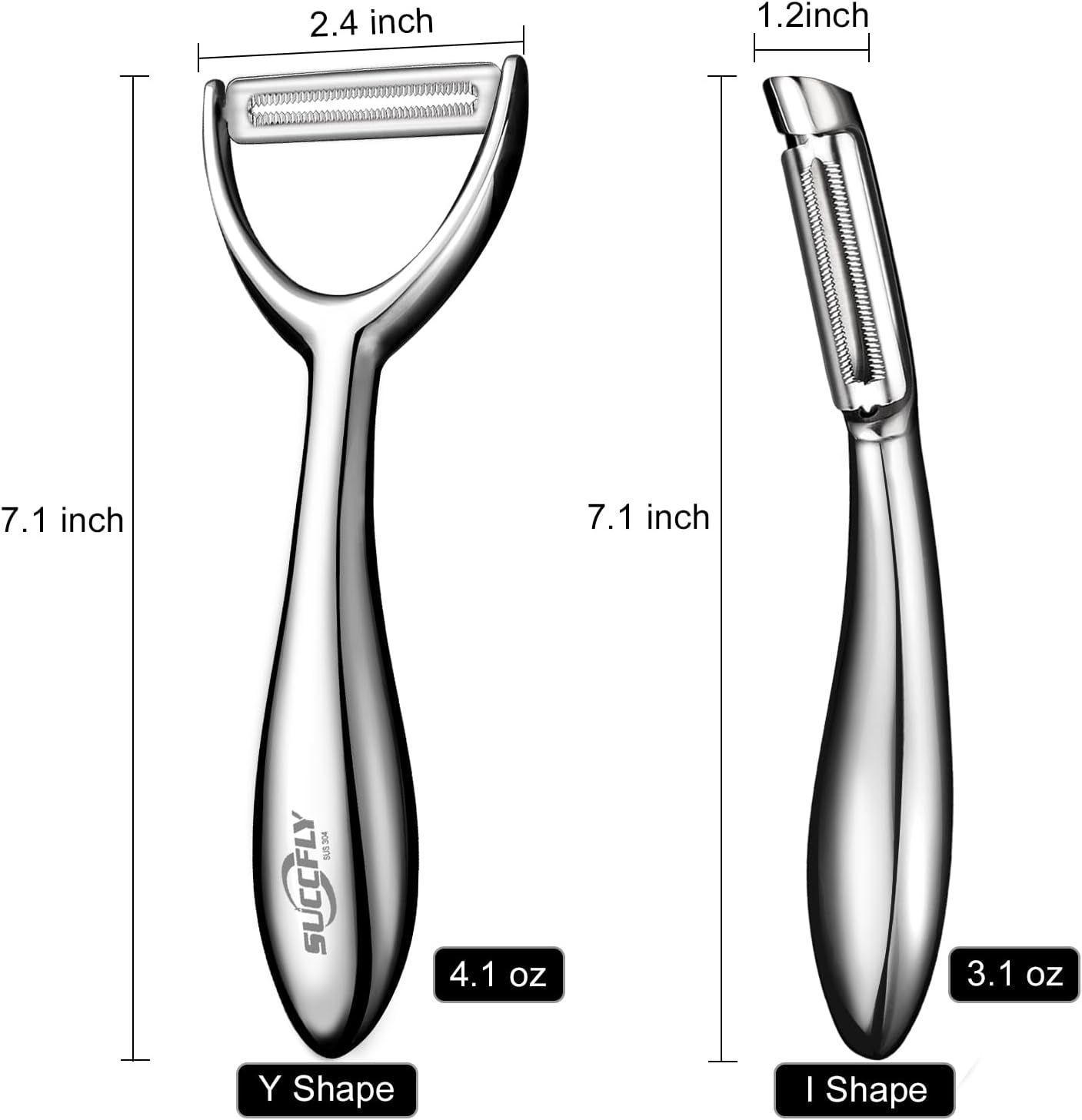 SUCCFLY Stainless Steel Vegetable Peeler Set, Premium Veggie Fruit Peeler | Ultra Sharp Potato Apple Carrot Peelers, Rotary Serrated 420J2 Blade, Thicken Non-Slip Ergonomic Handle, 5-Year Warranty