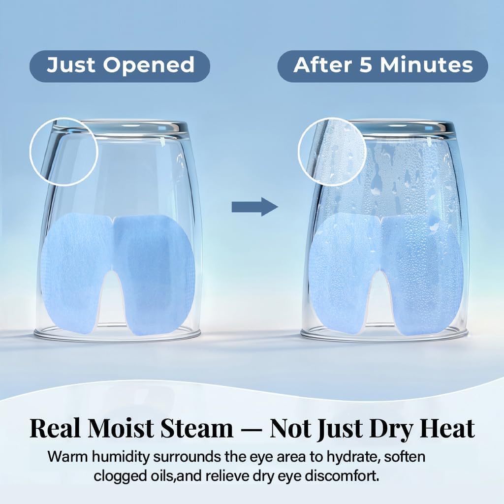 30 Pack Self-Heating Steam Eye Masks for Dry Eyes: Moist Heat Warm Compress