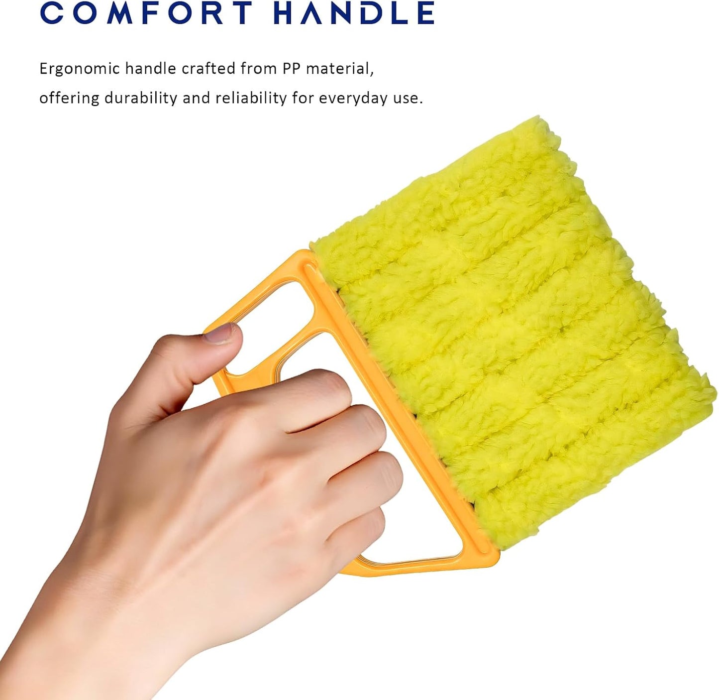 3 PCS Blind Cleaner Duster Tool, 7 Finger Detachable Duster Auto Air Conditioner Cleaning Tool, Washable Dusting Brush Handheld Cleaner for Vehicle Air Vents Blinds (Yellow)