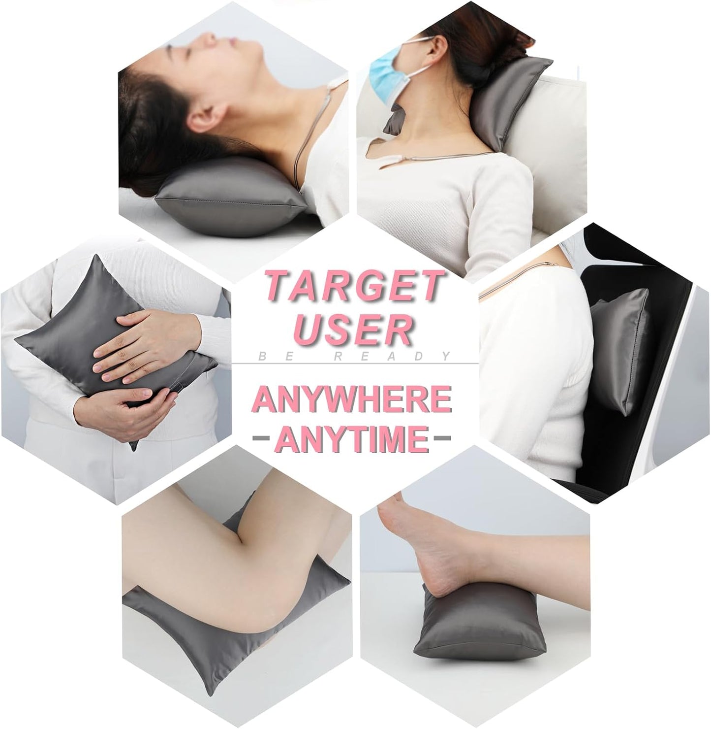 Small Neck Pillow for Recliner Chair Neck Support Pillows Pain Relief Plump Adjustable Filling Nap Airplane Sleeping Little Cushion Minky Dot Dark Gray