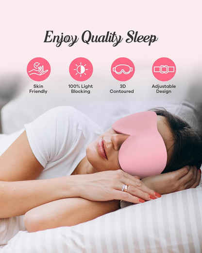 Sleep Mask for Side Sleepers, 3D Contoured Eye Mask for Sleeping, Soft Memory Foam Eye Cover with Adjustable Strap, No Pressure on Eyes, Travel Sleep Mask for Men Women, Shift Work & Naps